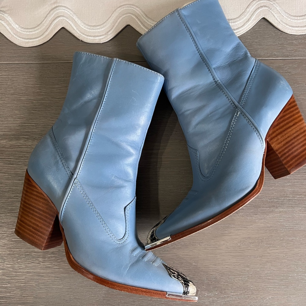 Schutz Blue Cowboy Boots